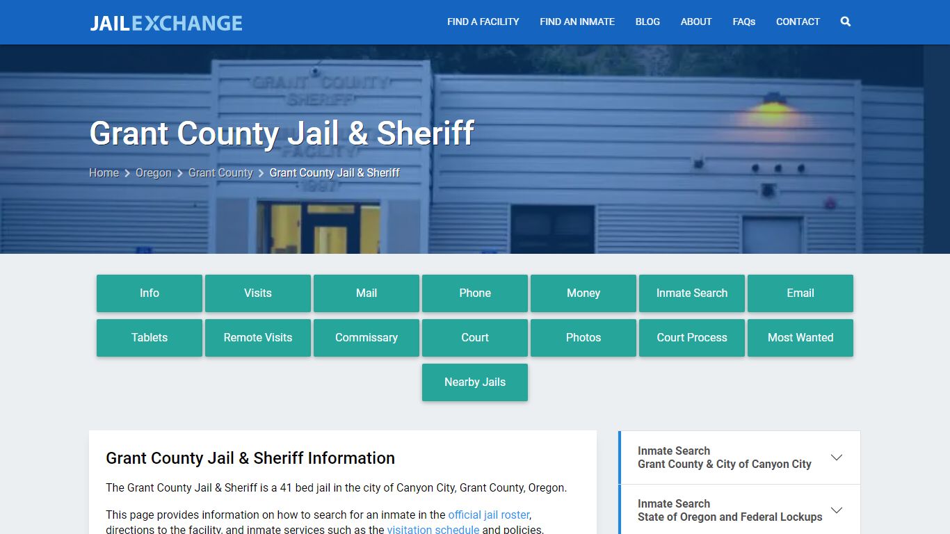 Grant County Jail & Sheriff, OR Inmate Search, Information